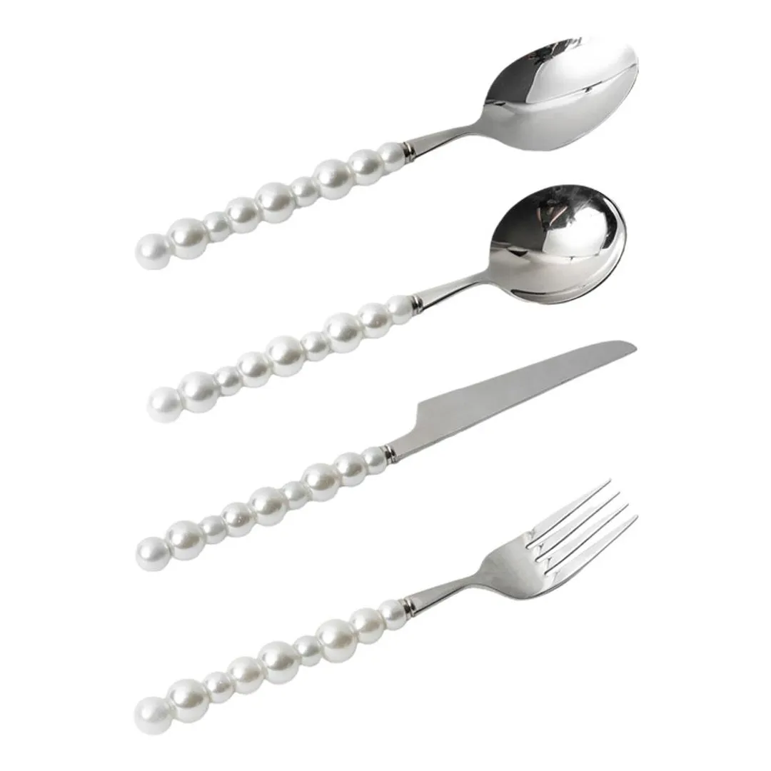 Talheres Pearl - com cabo em cerâmica - Jogo 4pcs