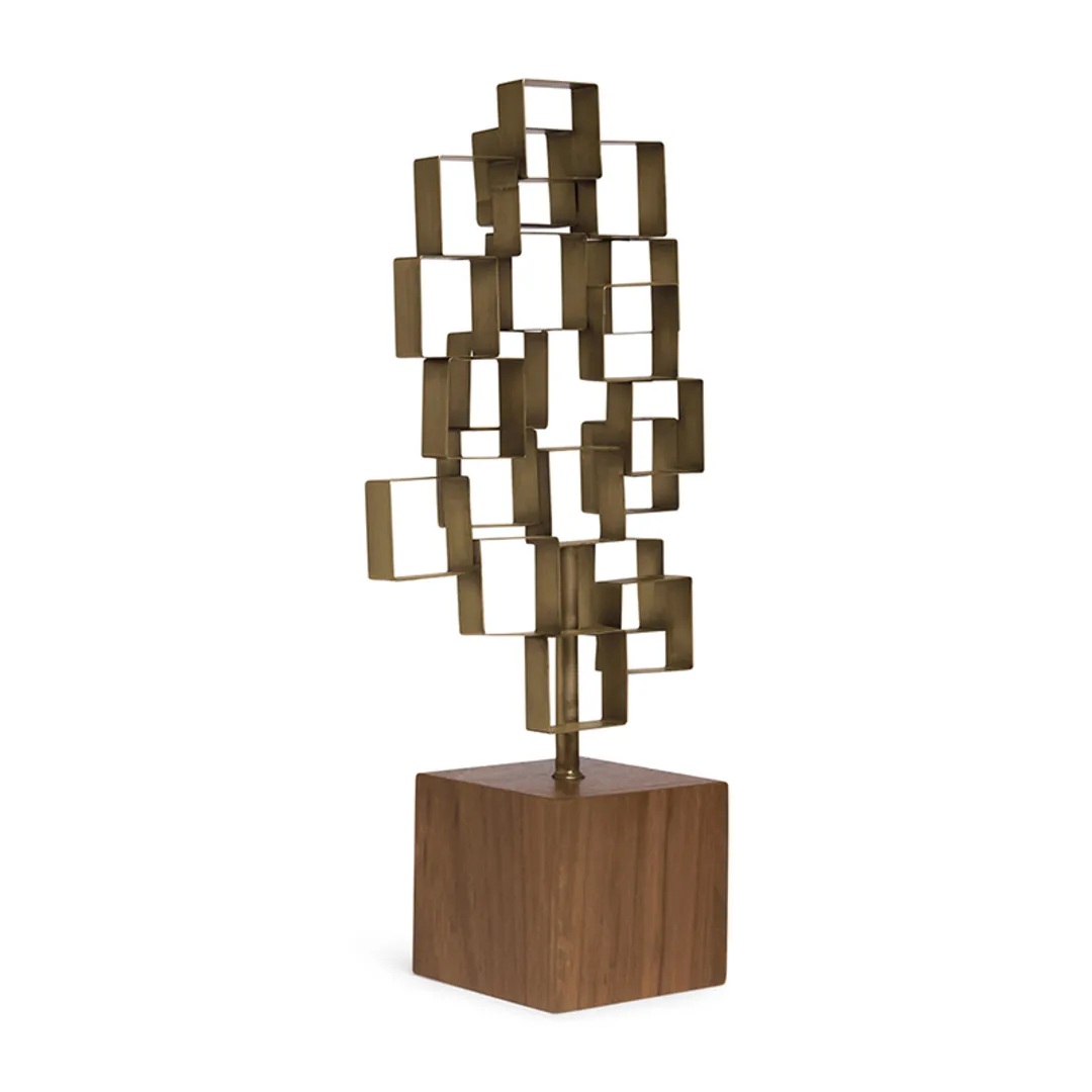Escultura Abstrata em metal e mdf - 48cmx21cm