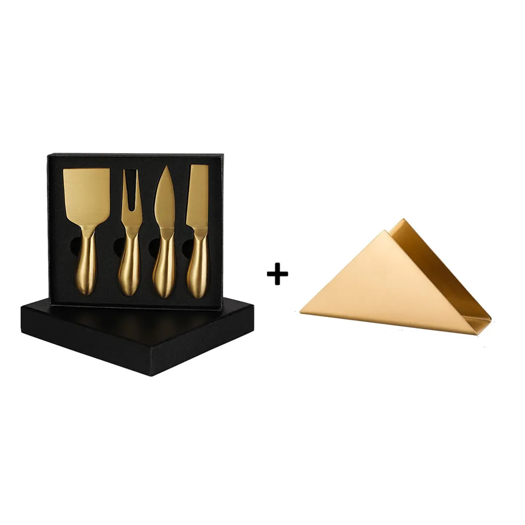 Kit Aperitivo 5pcs - Cortadores de queijo + Porta Guardanapo