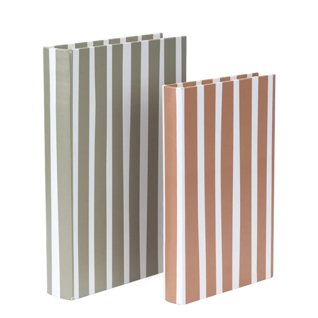 Kit Livros Caixa em mdf com revestimento em Pu Listras - 2pcs