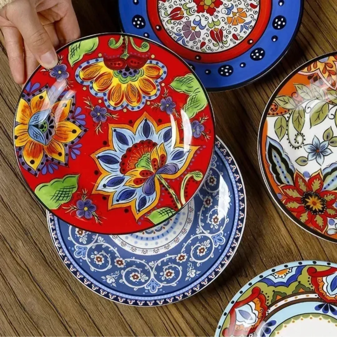Pratos de sobremesa Vita - pintados à mão